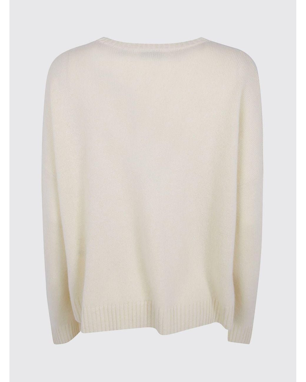 Kujten Natural 100% Cashmere Crewneck Jumper With Long Sleeves And Ribbed Trims