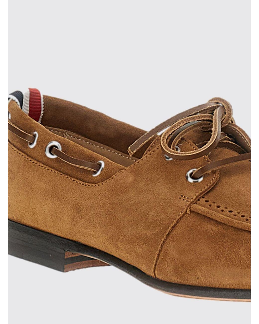 Thom Browne Brown Suede Boat Shoes With Tricolour Flag