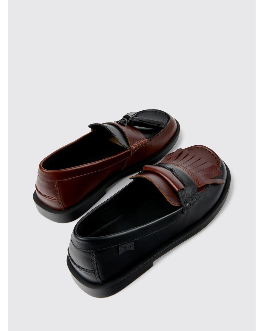 Camper Twins Zweifarbige Glattleder-Loafer Mit Fransen Und Xl Extralight-Sohle in White für Herren