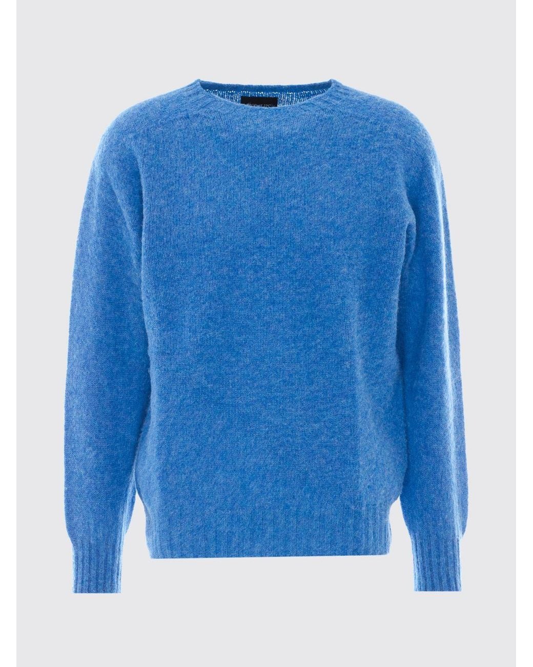Howlin' By Morrison Blue Crewneck Wool Blend Jumper With Ribbed Trims for men