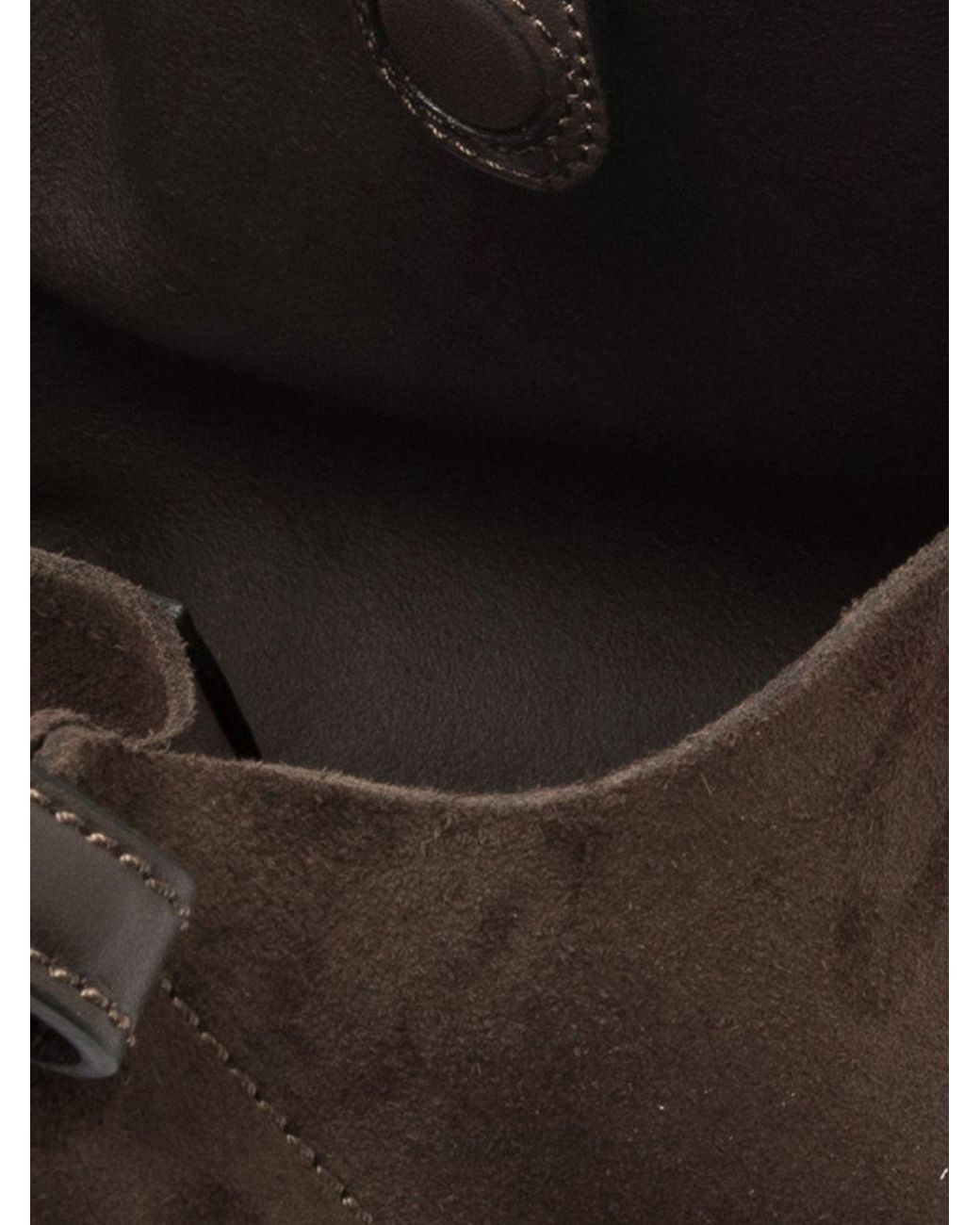 Gianni Chiarini Brown Dua Suede Calfskin Handbag With Double Handle And Laminated Logo