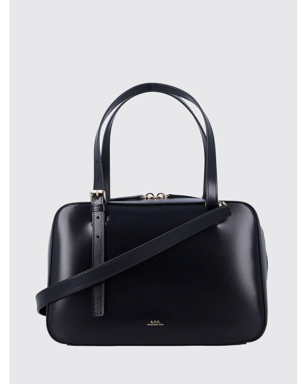 A.P.C. Black Virginie Box Leather Bag
