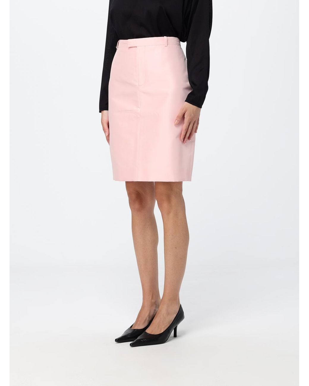 Gucci Pink Silk Mini Pencil Skirt With High Waist And Offset Closure