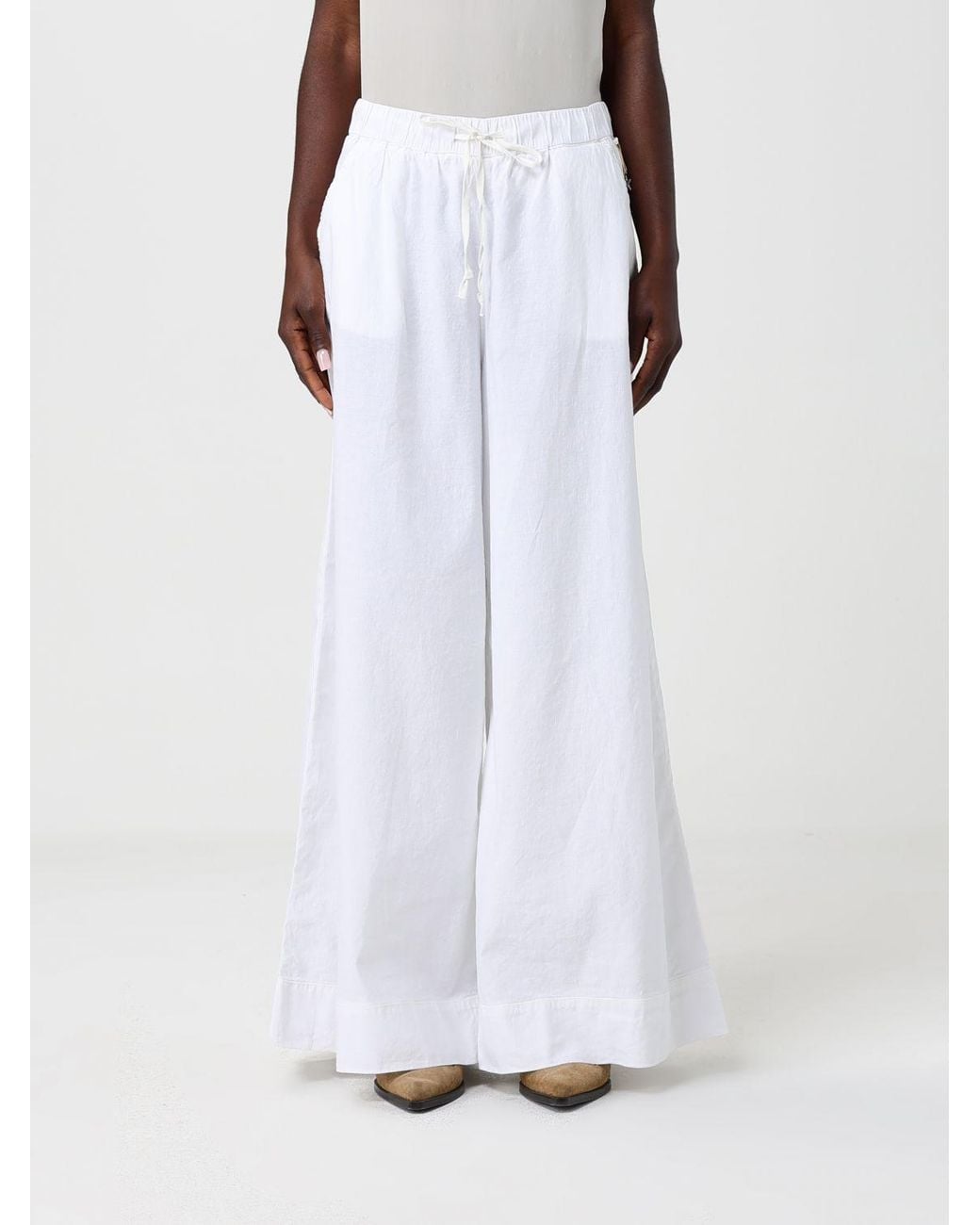 Mason's White Linen Blend Flared Trousers