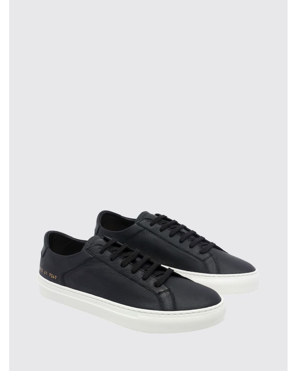 Common Projects White Achilles Grained Leather Low-Top Sneakers With Printed Logo for men