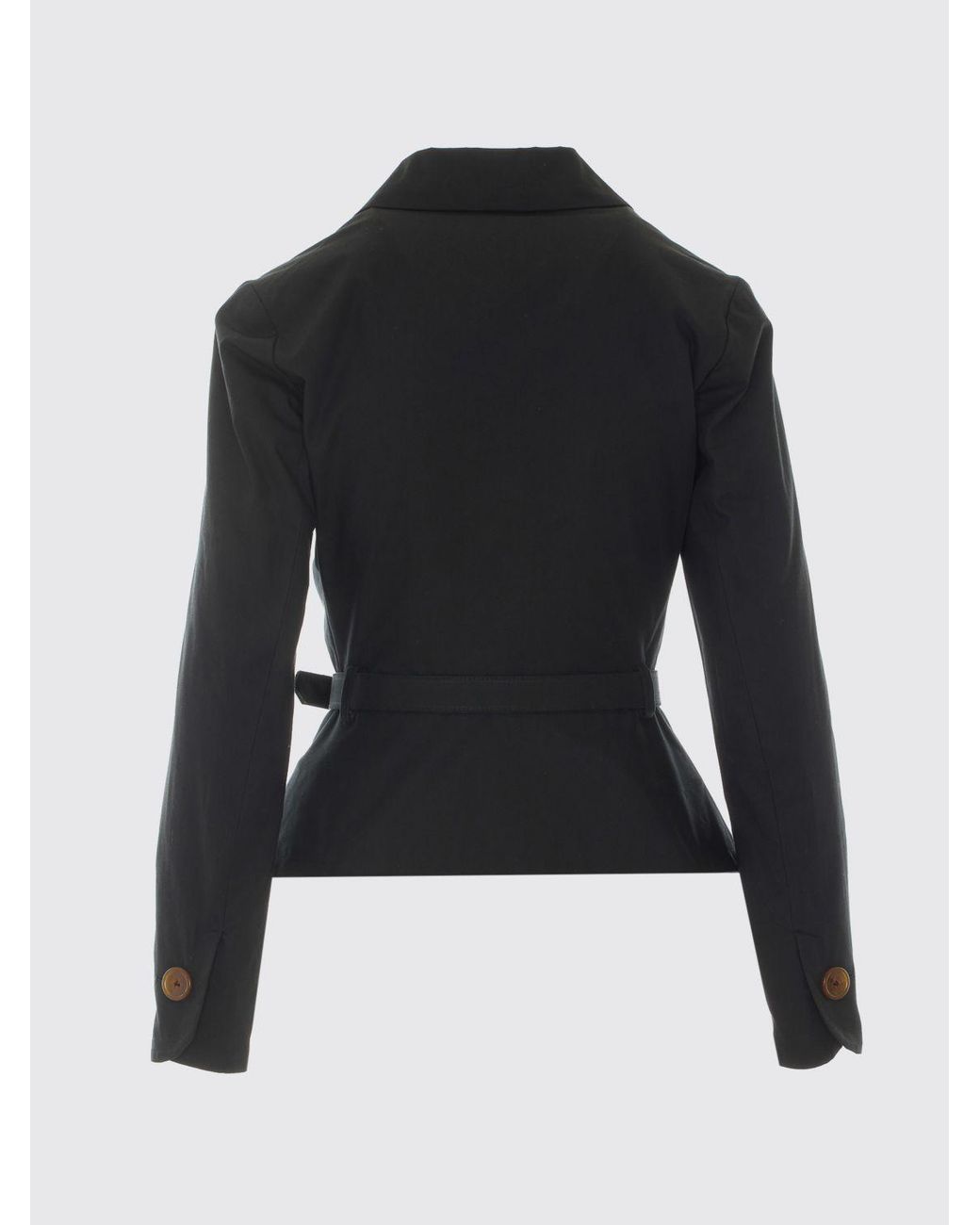 Vivienne Westwood Black Cropped Slim Fit Cotton Blazer With A Waist Belt
