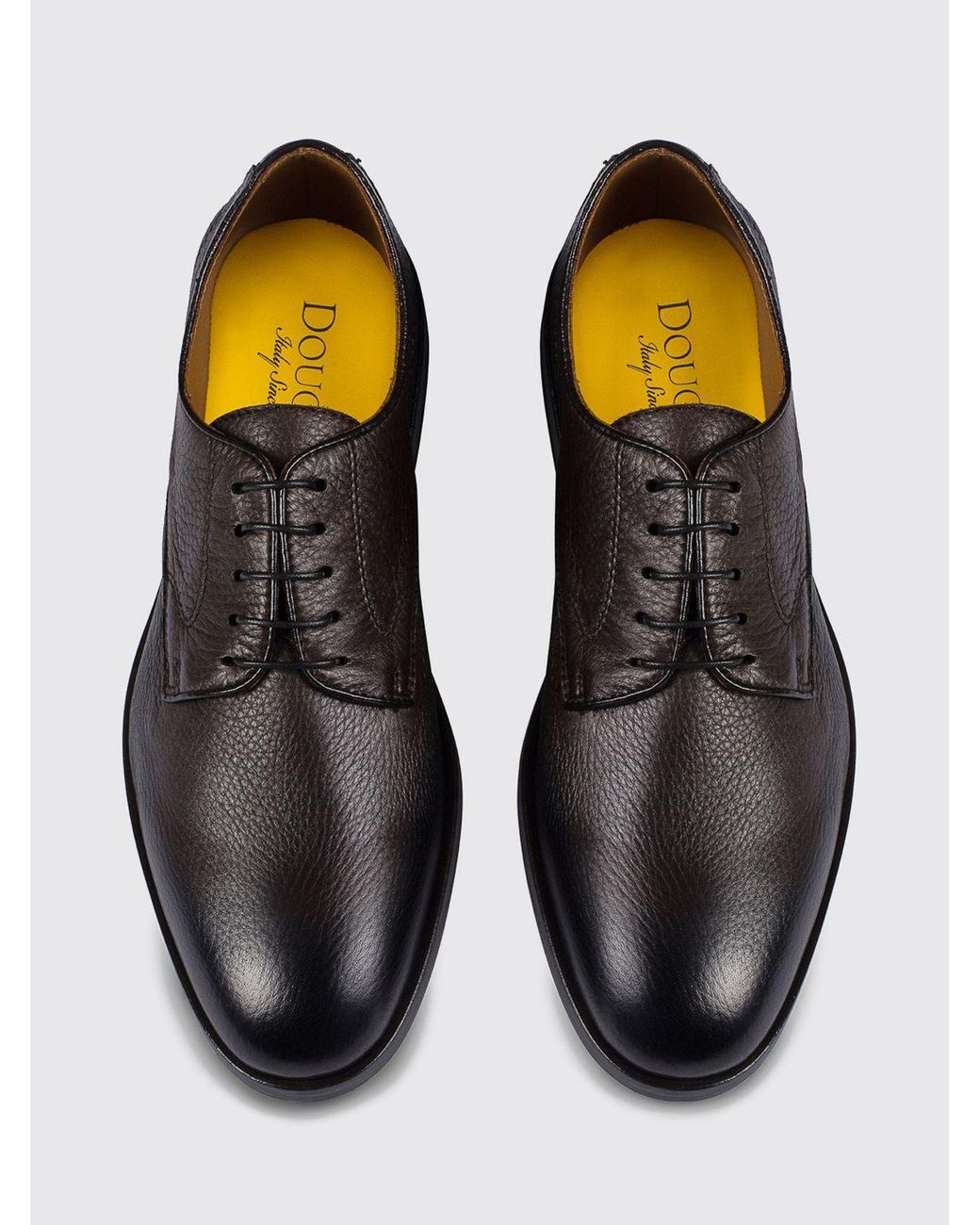 Doucal's White Classic Deer Leather Derby Shoes With Leather And Rubber Sole for men