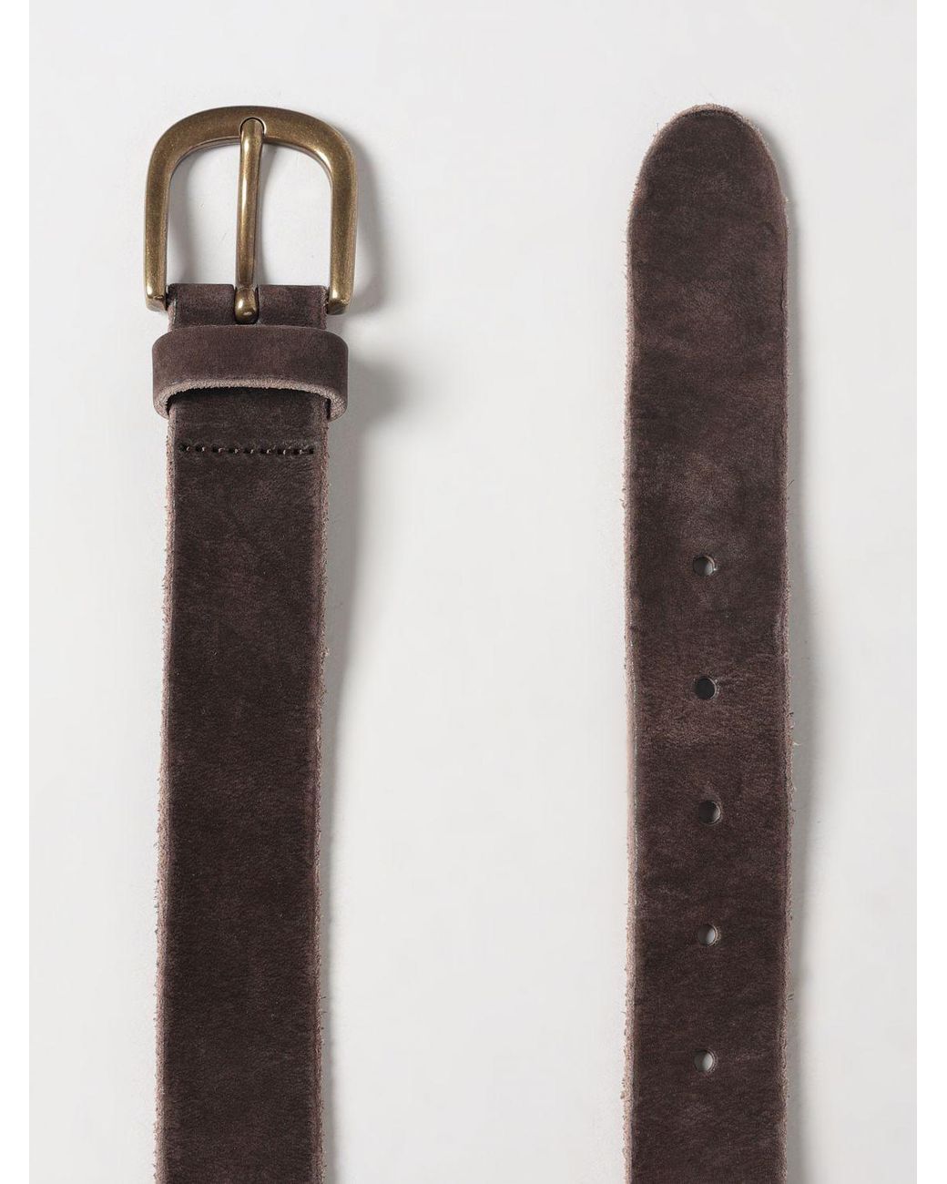 Sebago Brown Adjustable Suede Leather Belt With Pin Buckle for men