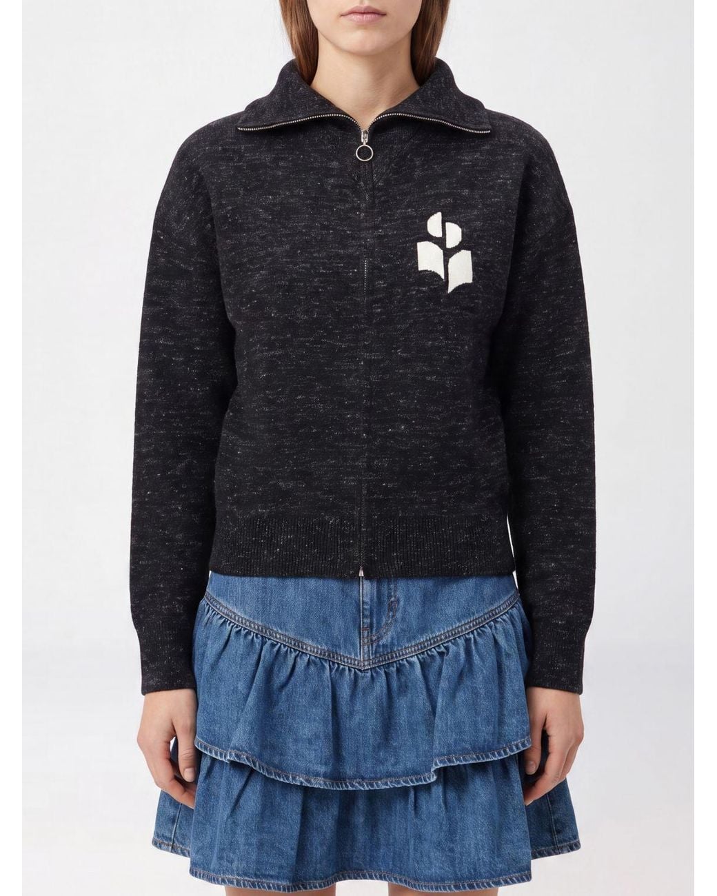 Isabel Marant Blue Koxy Monogram Logo Viscose Blend Zip-Up Cardigan