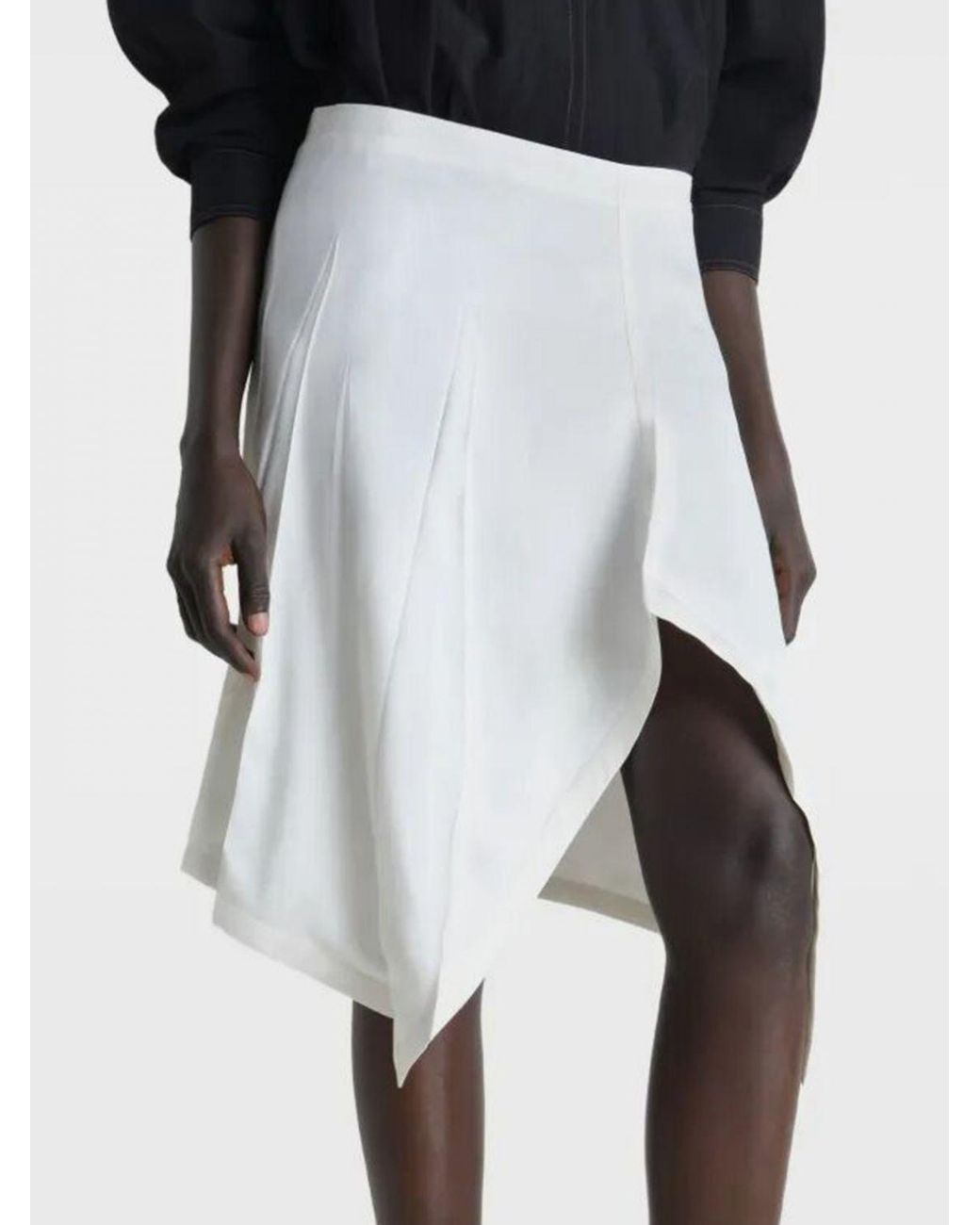 Lemaire White Asymmetric Viscose Skirt