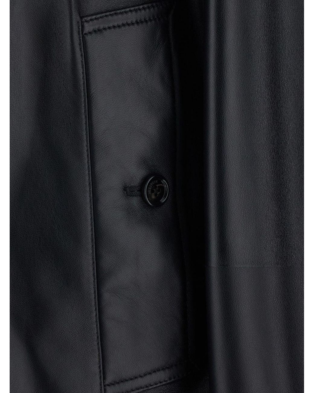 Burberry Gray Myfair Cropped Double-Breasted Lambskin Leather Trench Coat