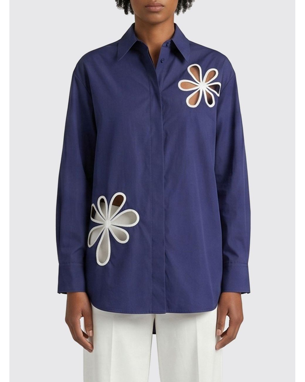 Fendi Blue Cotton Blend Shirt