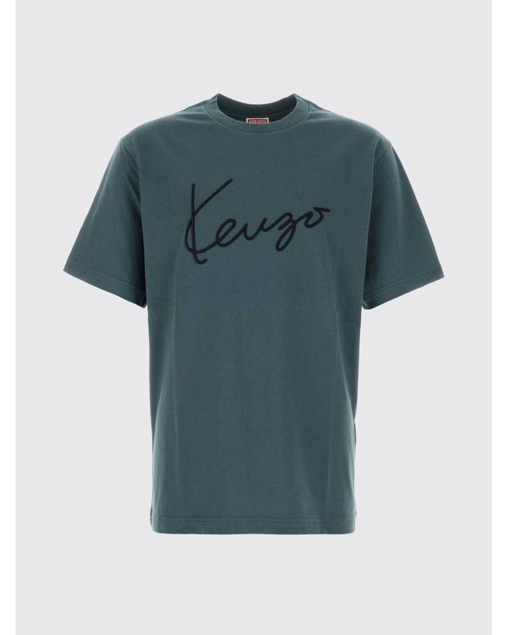 KENZO Blue Contrasting Logo Cotton T-Shirt for men