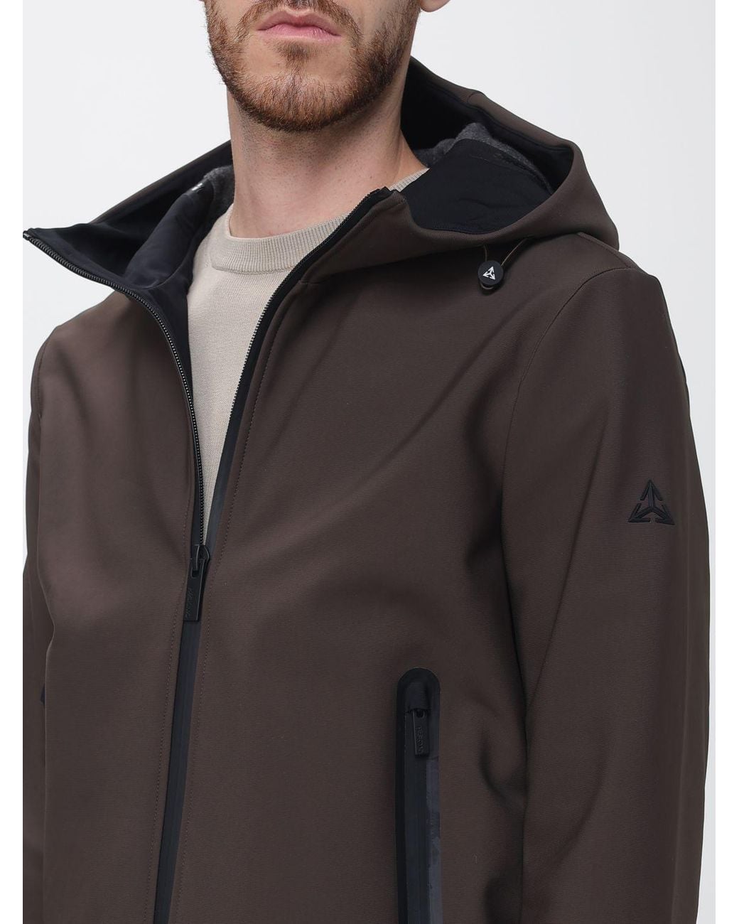 Heskimo Black Nylon Hooded Windbreaker Jacket With Zip Closure for men