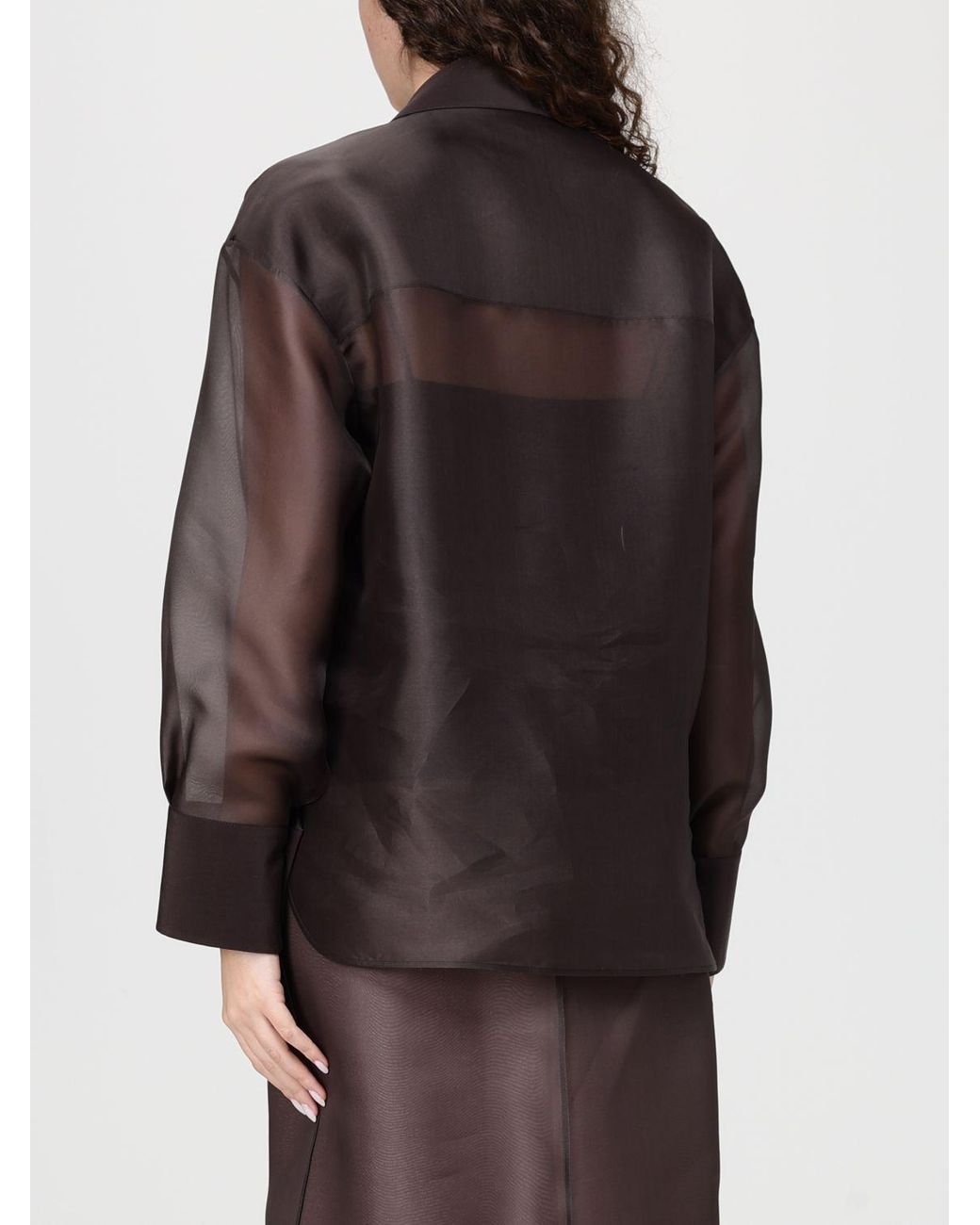 Agnona Brown Silk Organza Shirt