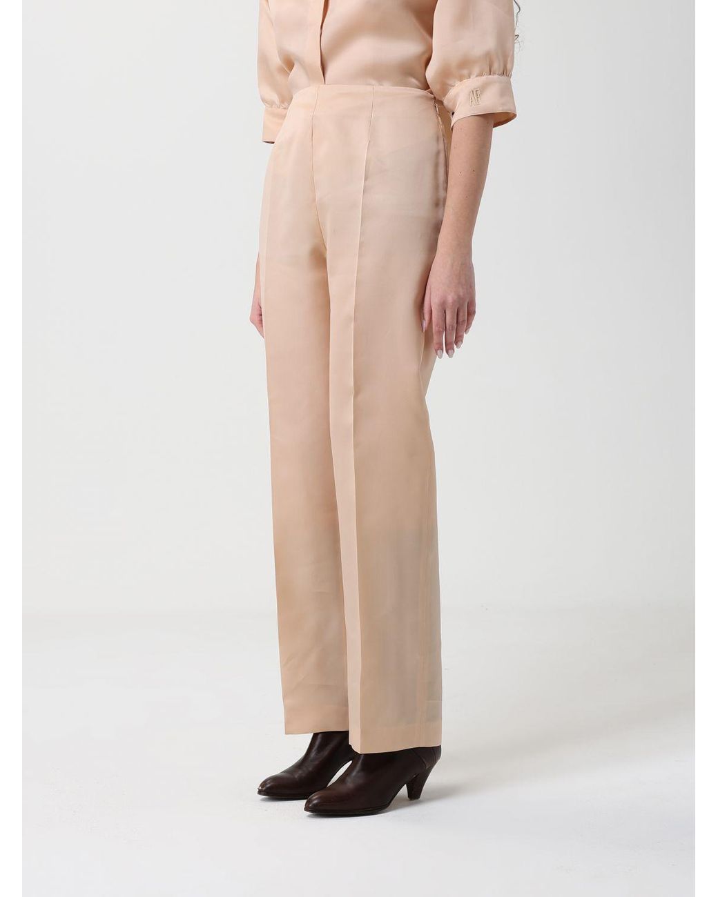 Alberta Ferretti Natural Elegant Silk Organza Trousers