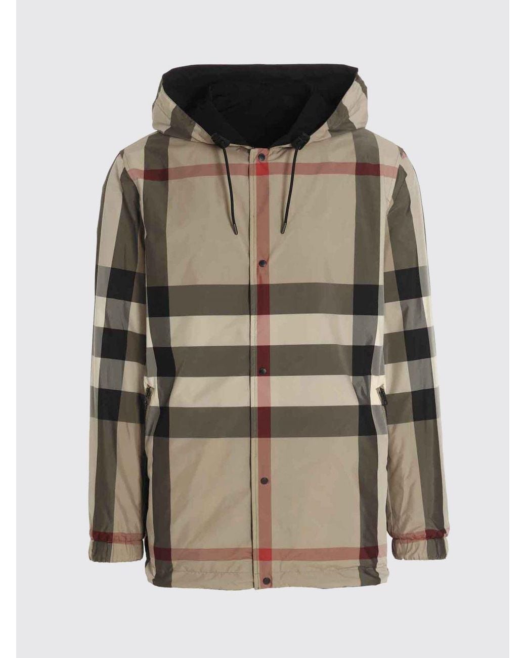 Burberry Blue Technical Fabric Windbreaker Jacket With Hood And Contrast Logo for men