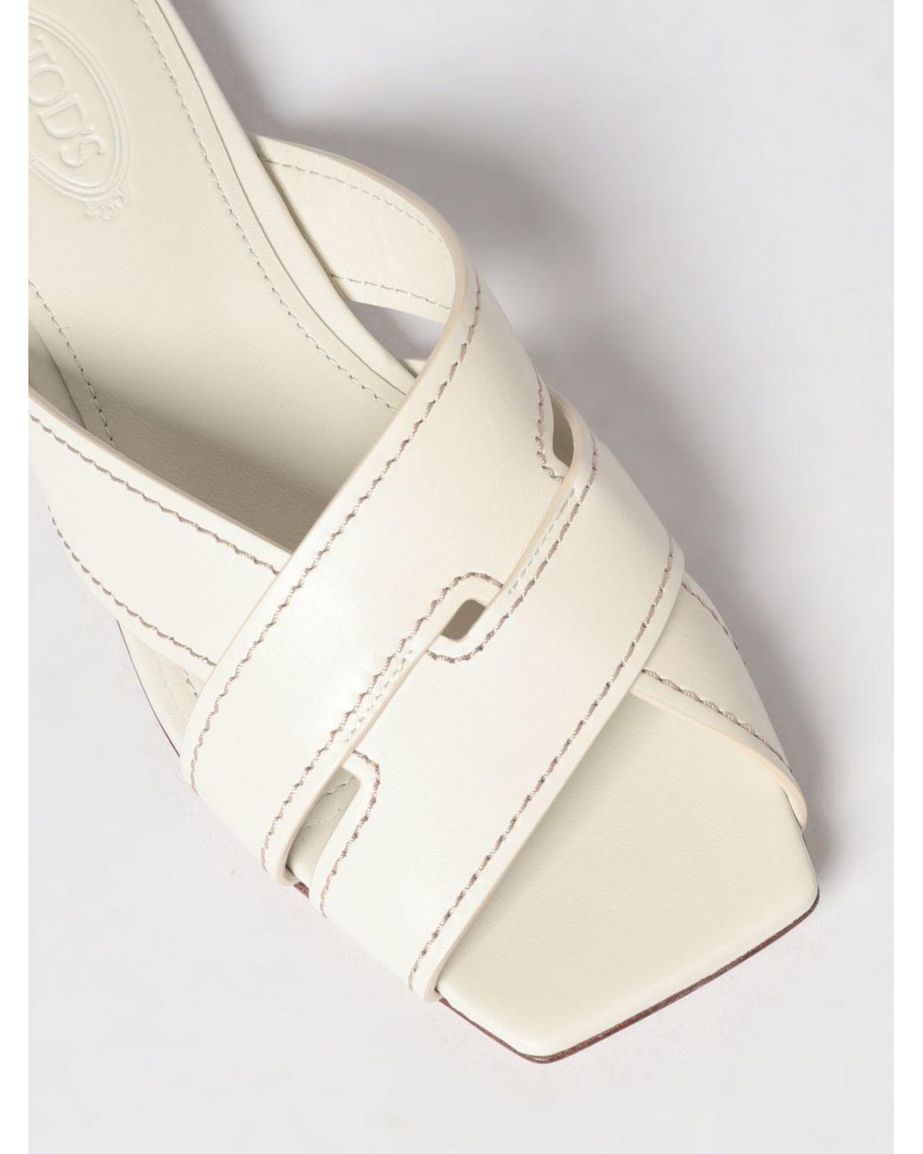 Tod's White Leather Slippers