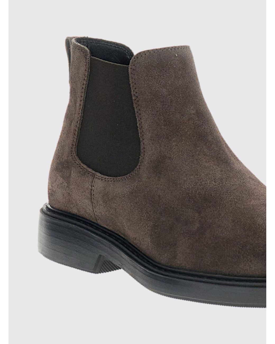 Hogan White Suede Calfskin Chelsea Ankle Boots With Rubber Sole for men