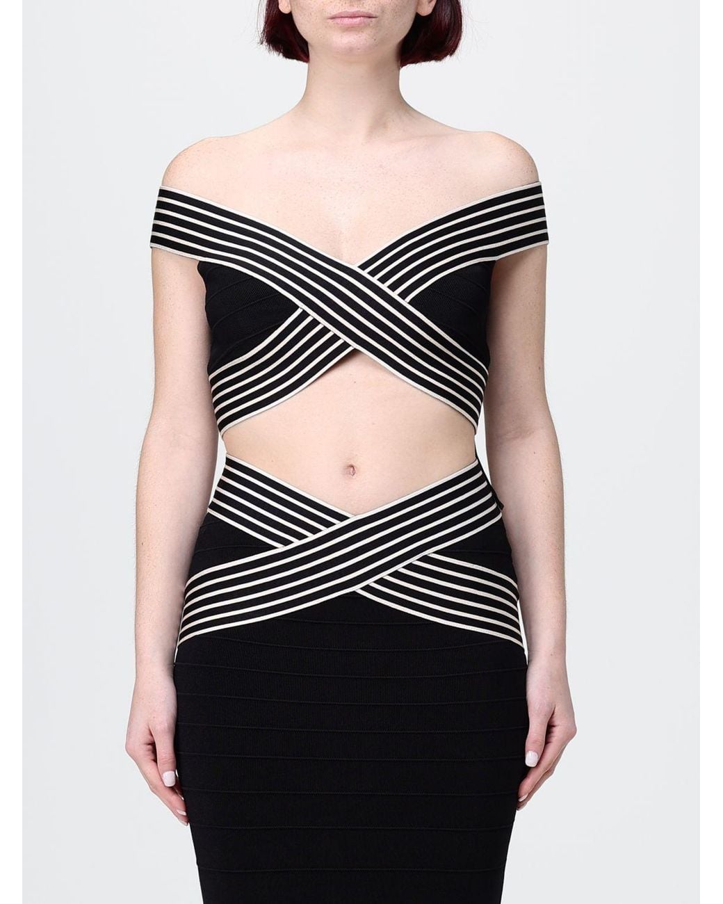 Elisabetta Franchi Black Cropped Fit Jersey Top