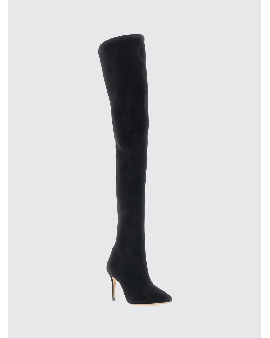 Casadei Black Julia Over-The-Knee Stretch Fabric Boots With Stiletto Heel