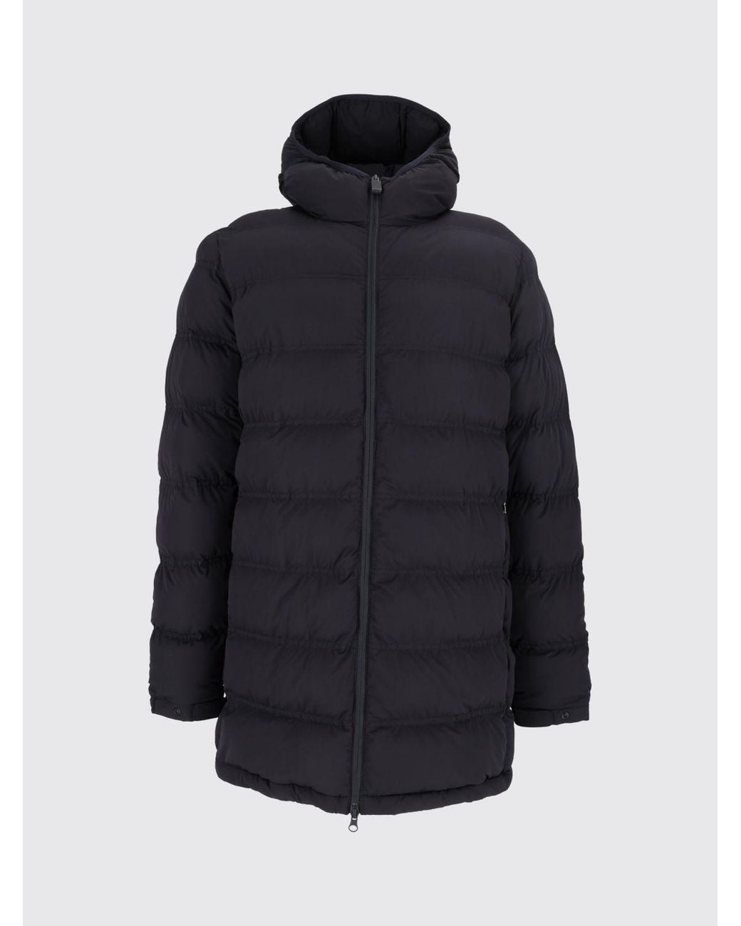 Aspesi Blue Knee-Length Nylon Puffer Jacket With Padded Hood for men