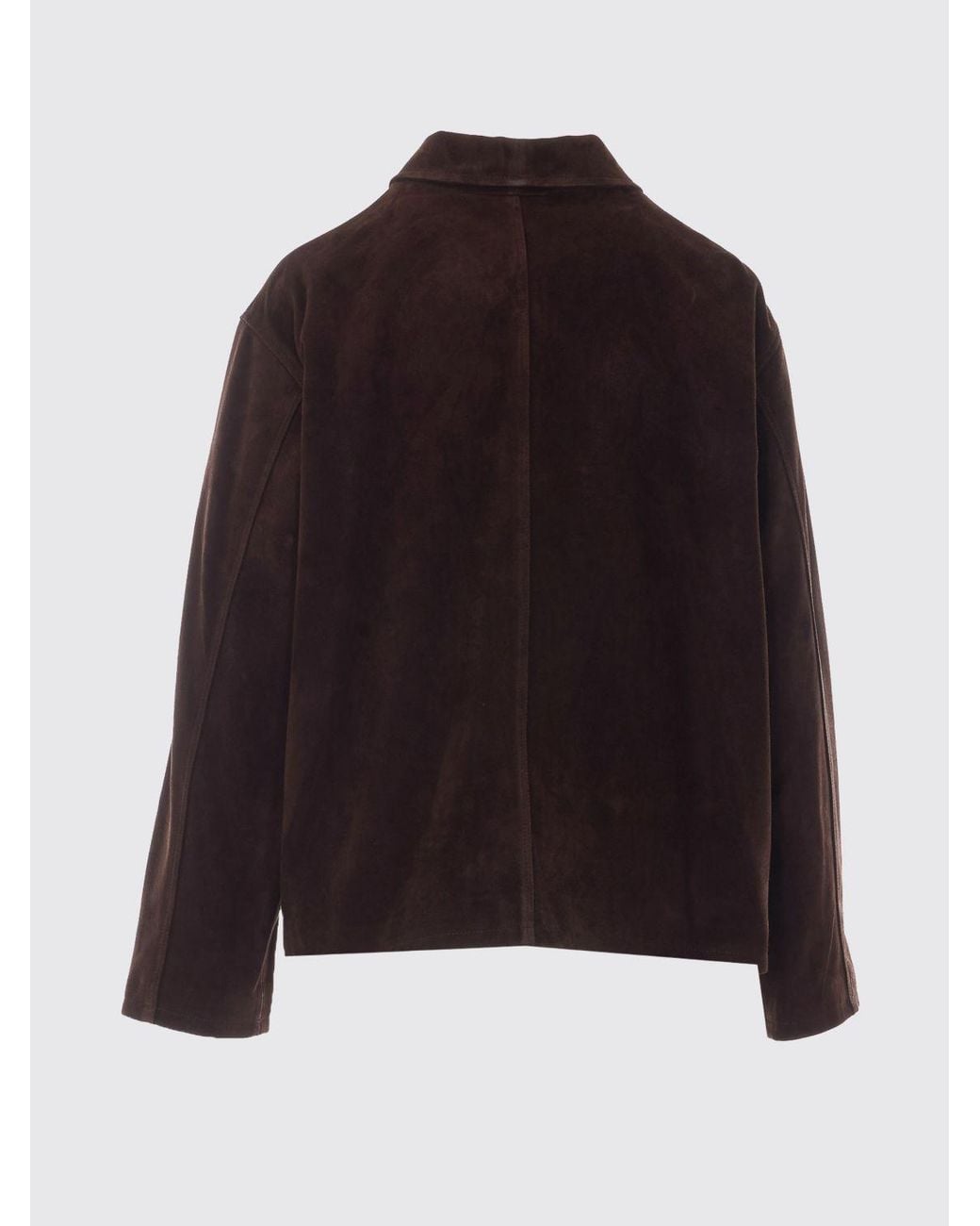 Arma Brown Cropped Suede Shirt Jacket With Patch Pockets