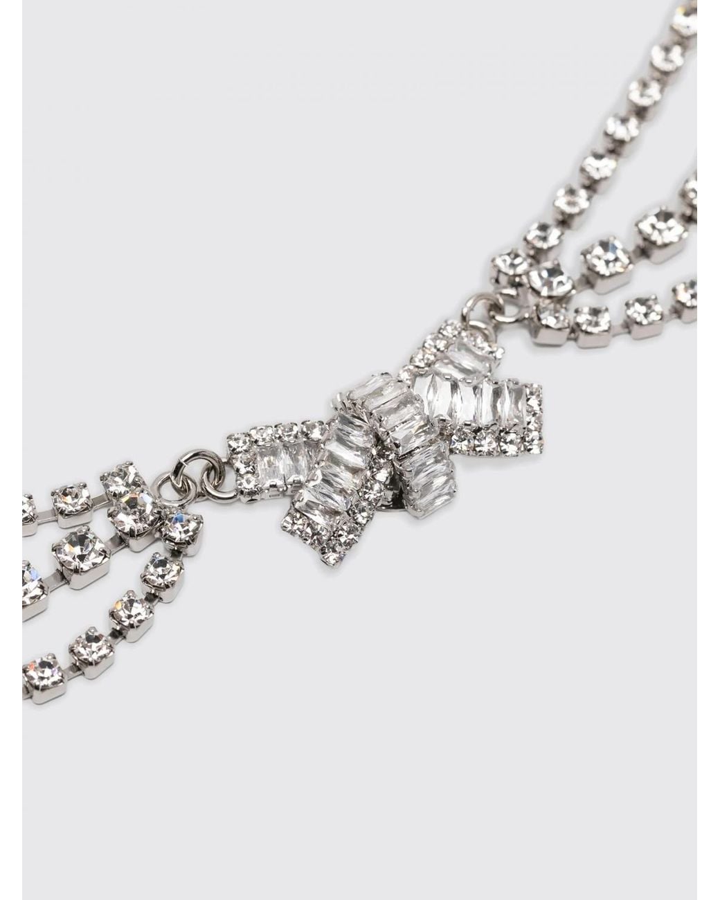 Alessandra Rich White Brass Necklace With Set Rhinestones