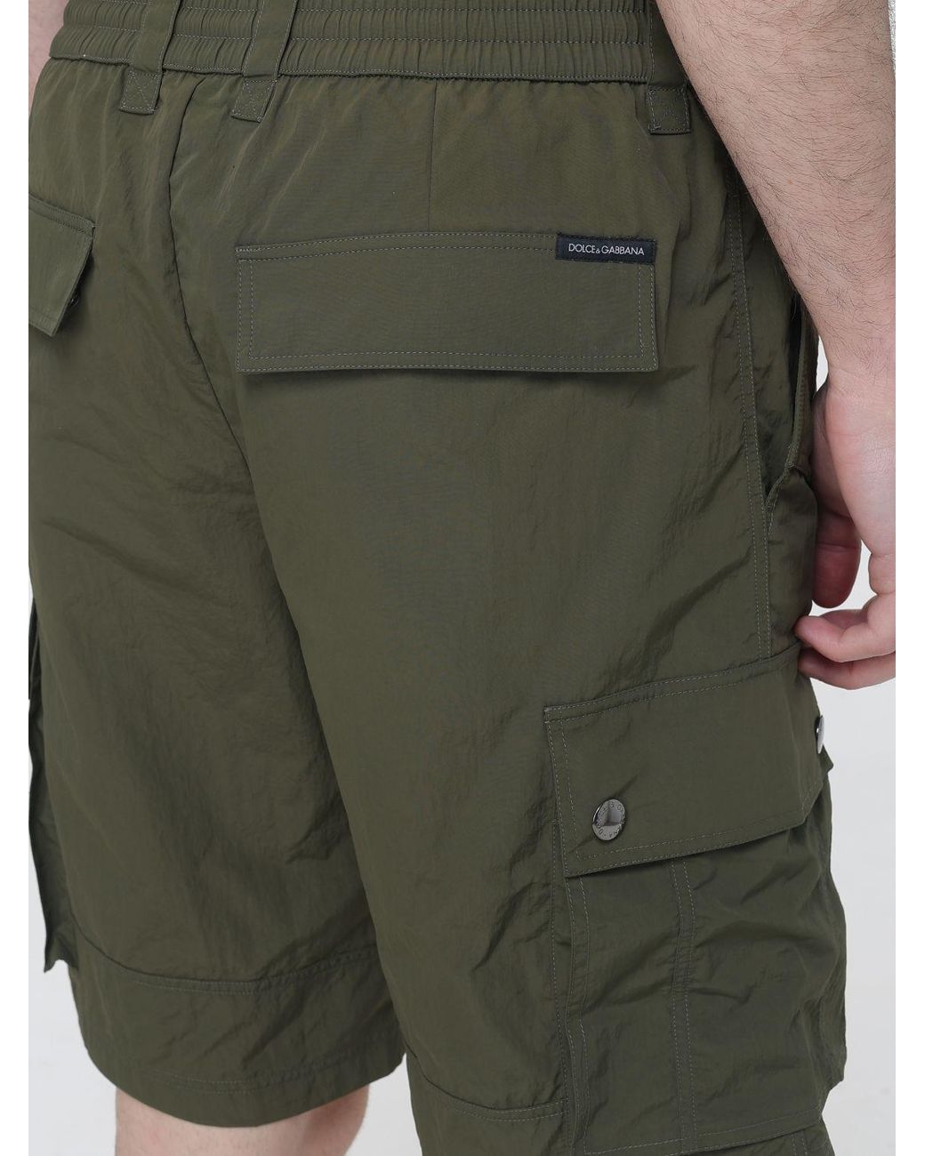 Dolce & Gabbana Green Dolce &Amp Gabbana Knee-Length Cargo Swim Shorts for men