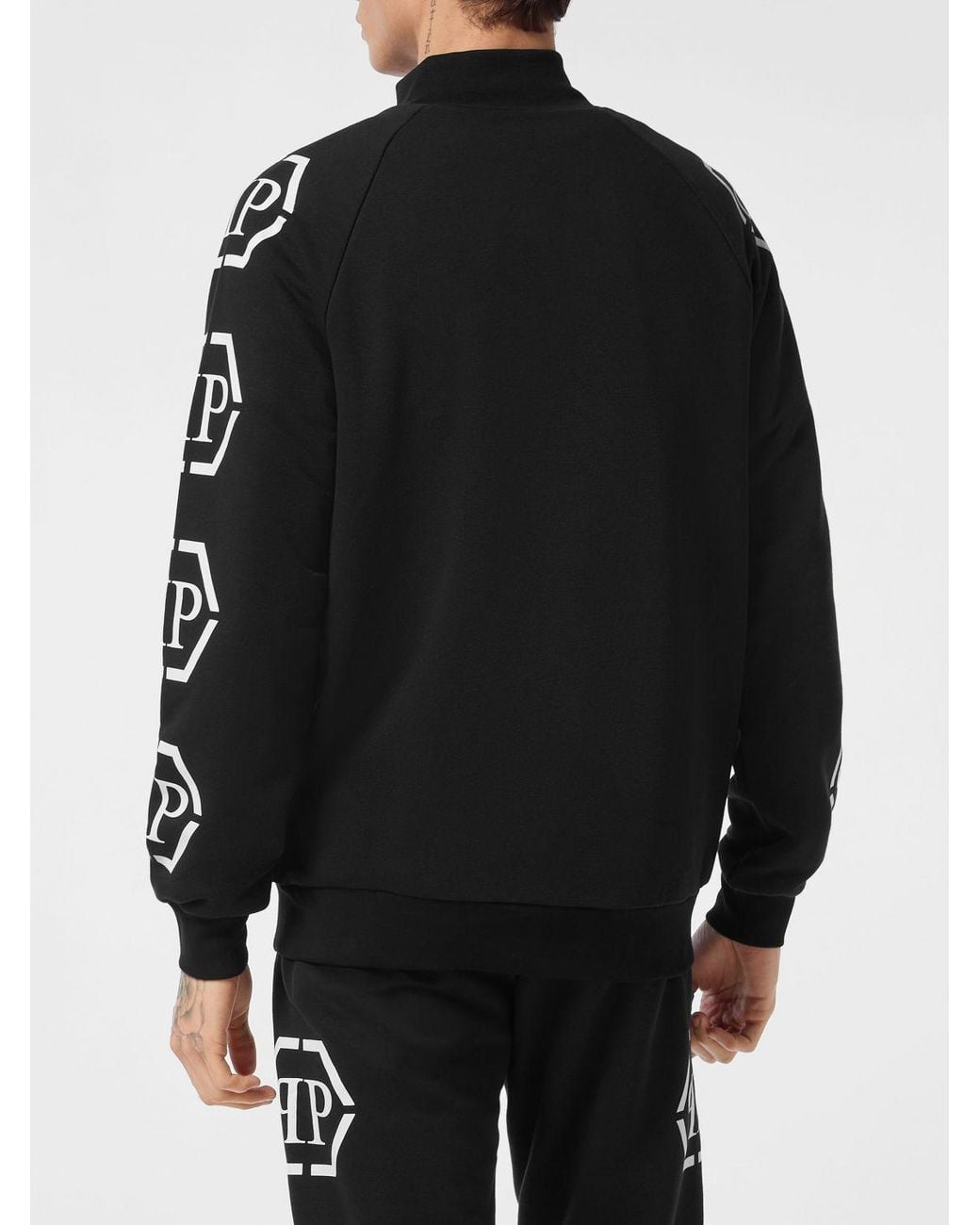 Philipp Plein Black Cotton-Blend Turtleneck Sweatshirt With Hexagon Logo for men