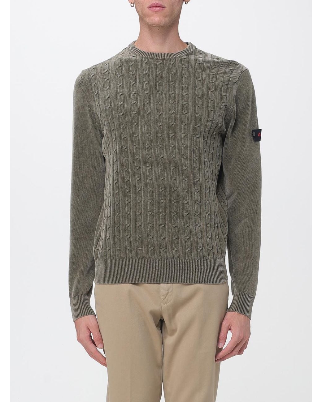 Peuterey Gray Crewneck Cotton Jumper With Applied Logo And Ribbed Trims for men