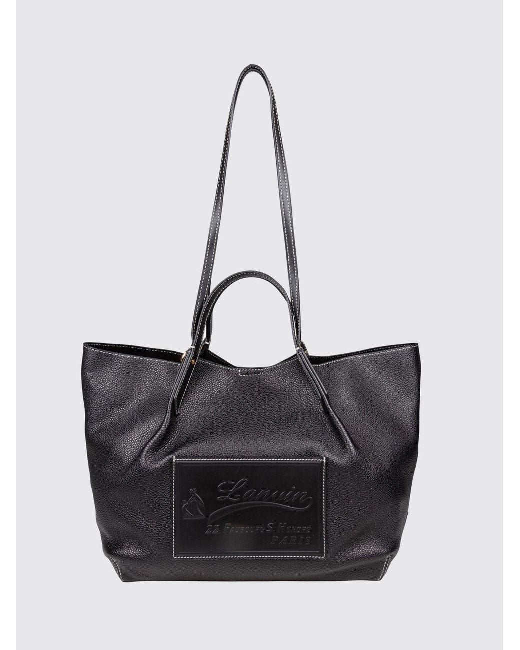 Lanvin Black Catch Large Grained Leather Tote Bag With Four Handles