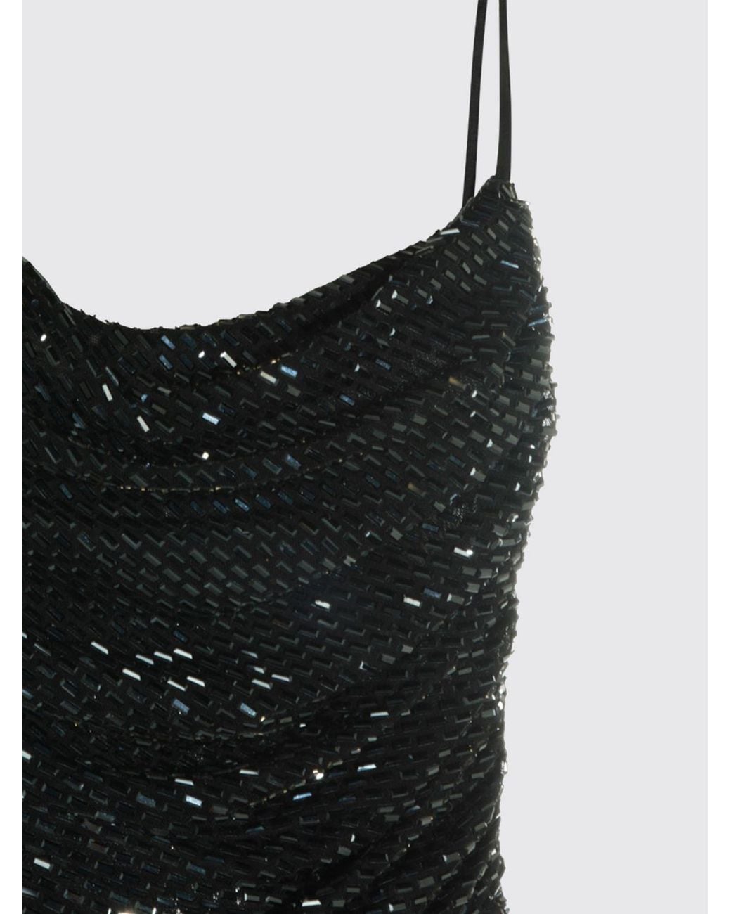 Self-Portrait Black One-Shoulder Rhinestone Embellished Long Evening Gown