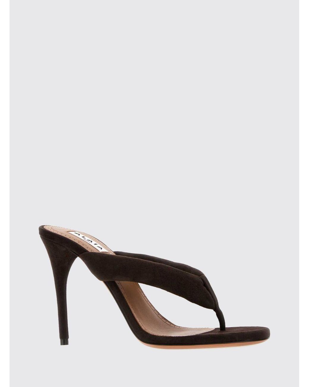 Alaïa Brown Suede Thong Mule Sandals With Stiletto Heel