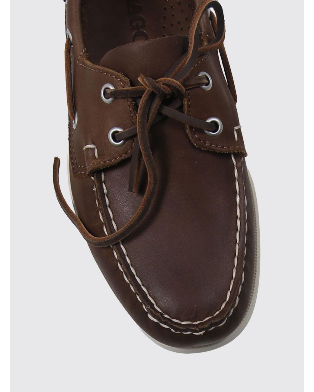 Sebago Brown Docksides Portland Smooth Leather Boat Shoes With Laces for men