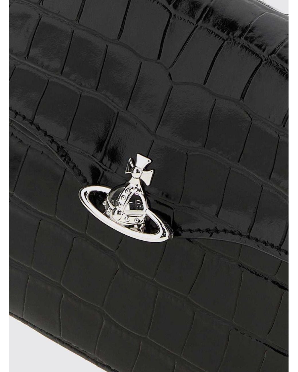 Vivienne Westwood Black Hunter Croc-Effect Leather Mini Crossbody Bag