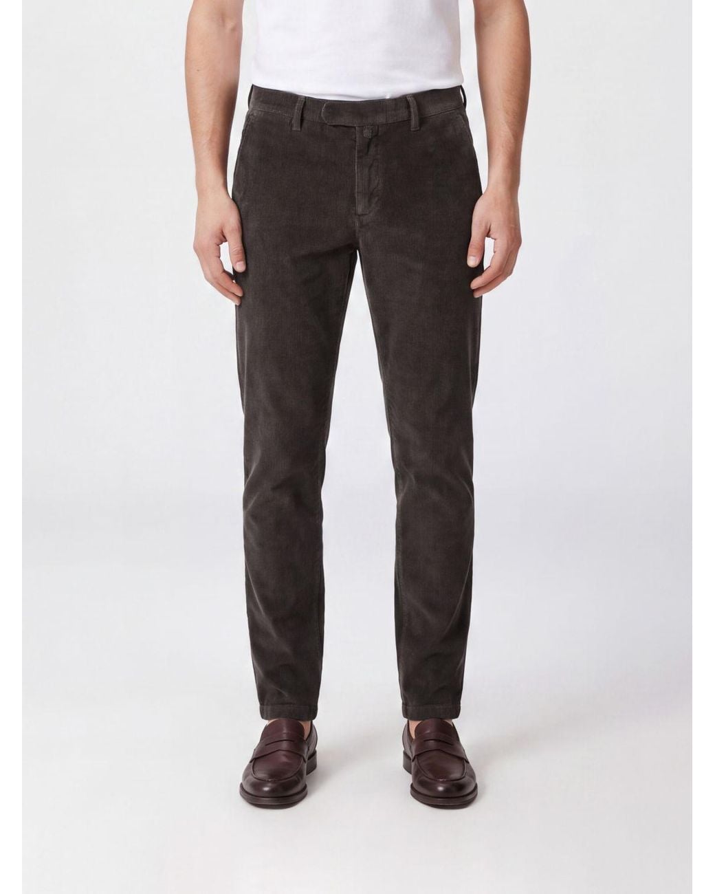 Briglia 1949 Black Slim Fit Cotton Velvet Chino Trousers for men