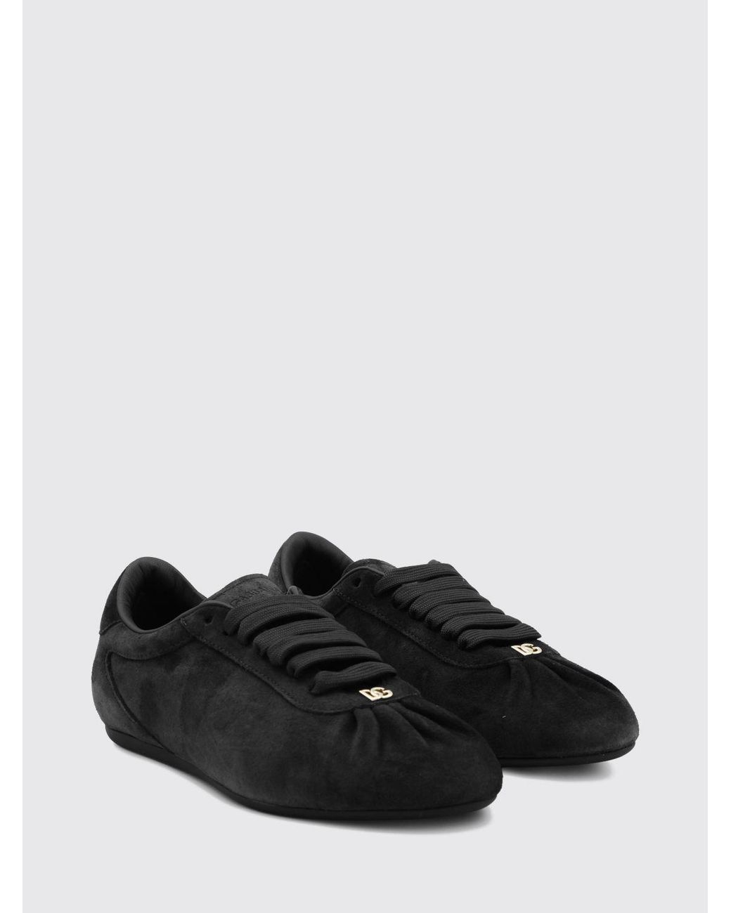 Dolce & Gabbana Black Dolce &Amp Gabbana Suede Low-Top Sneakers With Embossed Logo