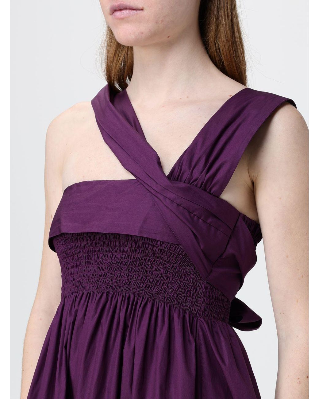 Tela Purple Cotton One-Shoulder Dress