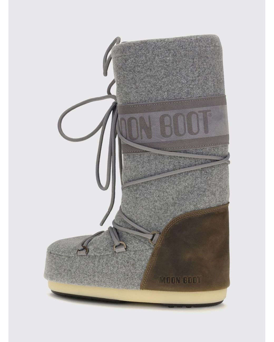Moon Boot Gray Icon Schnee-Stiefel Aus Nubuk Und Wollfilz