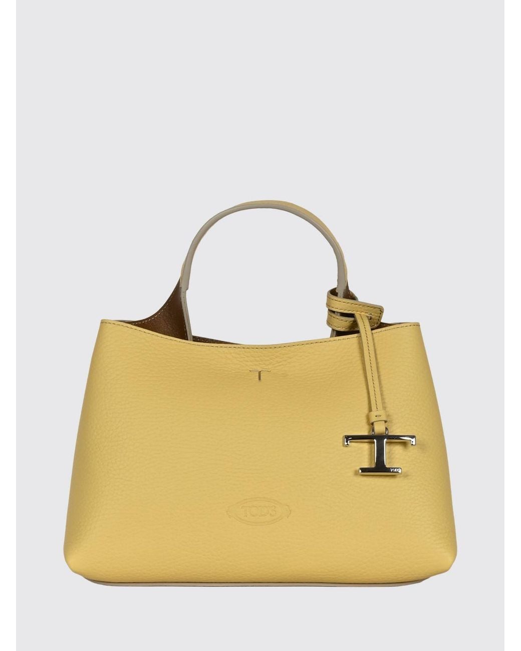 Tod's Metallic Grained Leather Handbag With Removable Strap And Charm