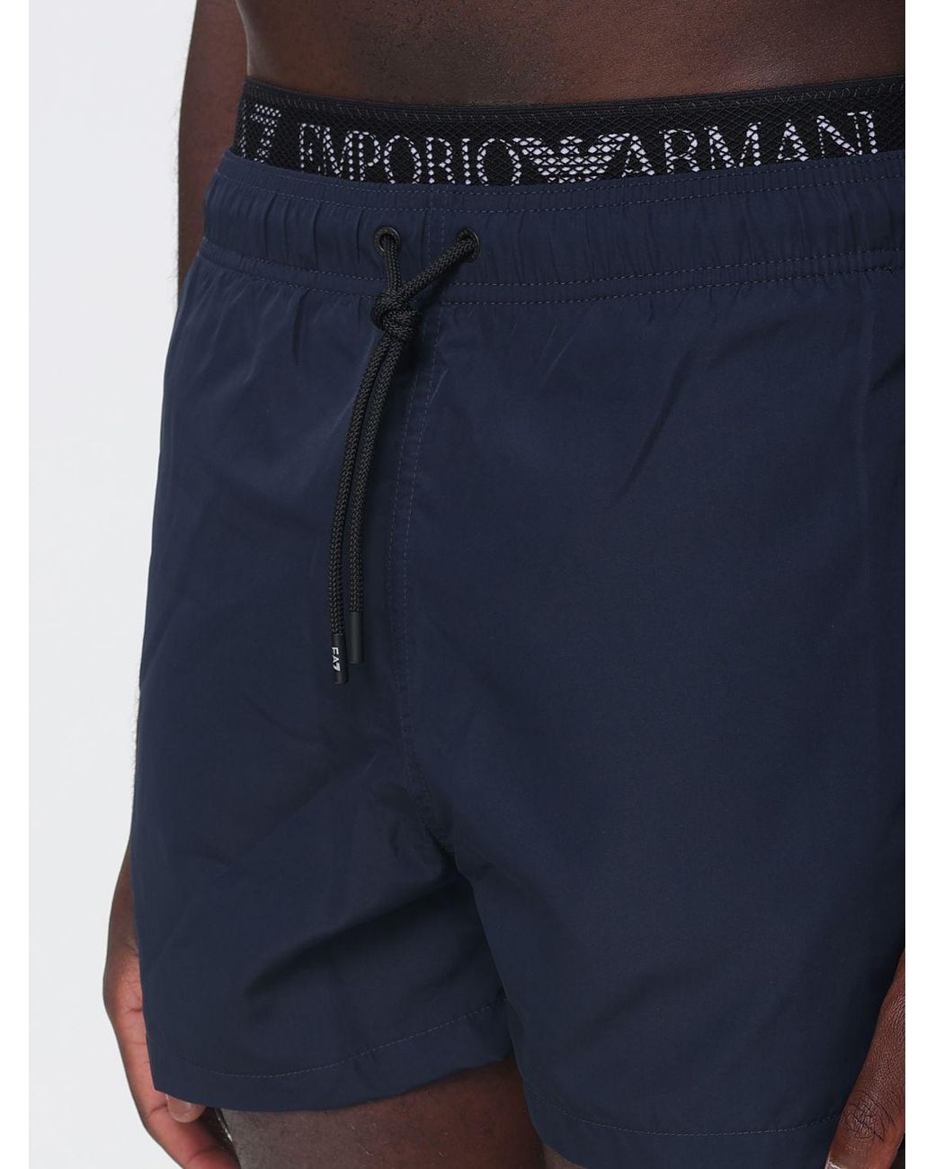 EA7 Blue Polyester Boxer Swim Shorts for men