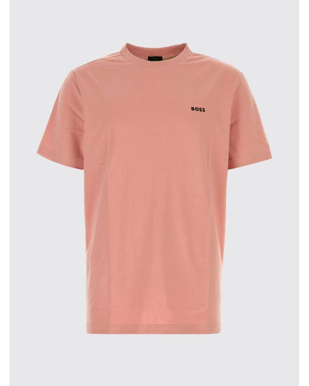Boss Pink Cotton T-Shirt With Logo for men