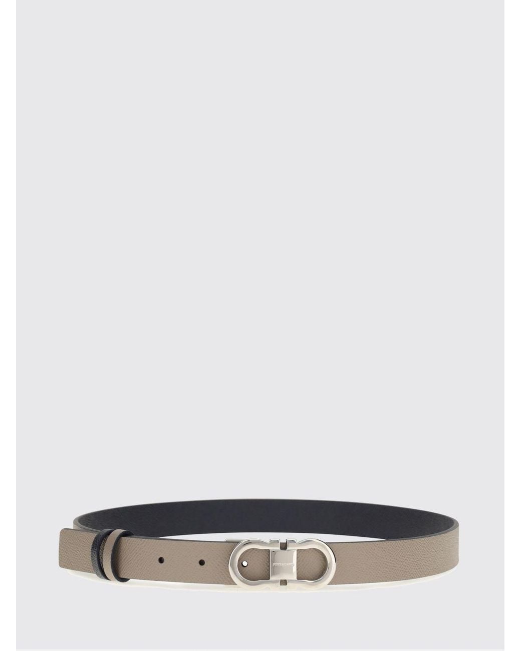Ferragamo White Leather Belt With Gancini Buckle