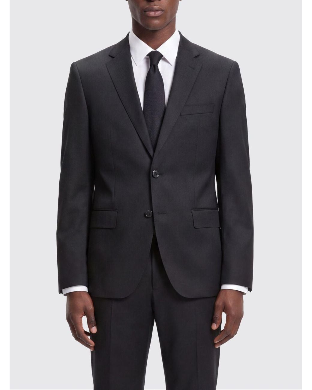 Boss Blue Single-Breasted Virgin Wool Blazer With Notch Lapels And Flap Pockets for men