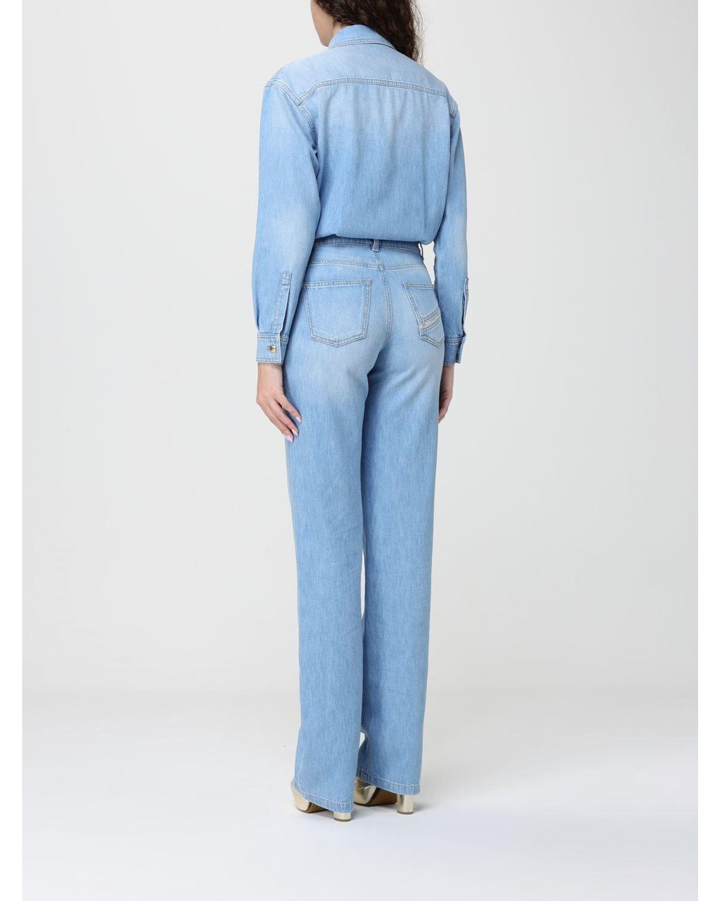 Elisabetta Franchi Blue Denim Jumpsuit