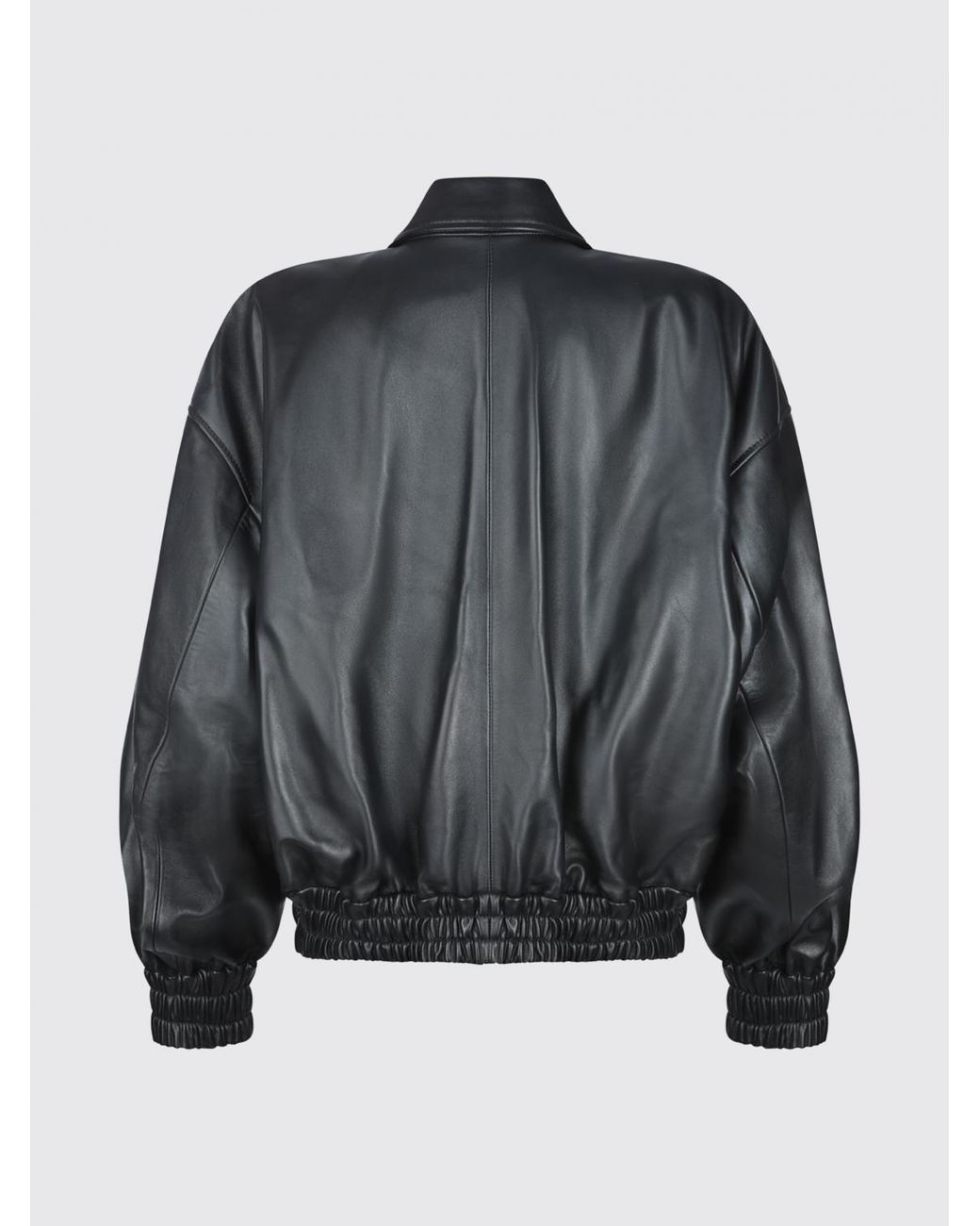 Jil Sander Black Leather Bomber Jacket