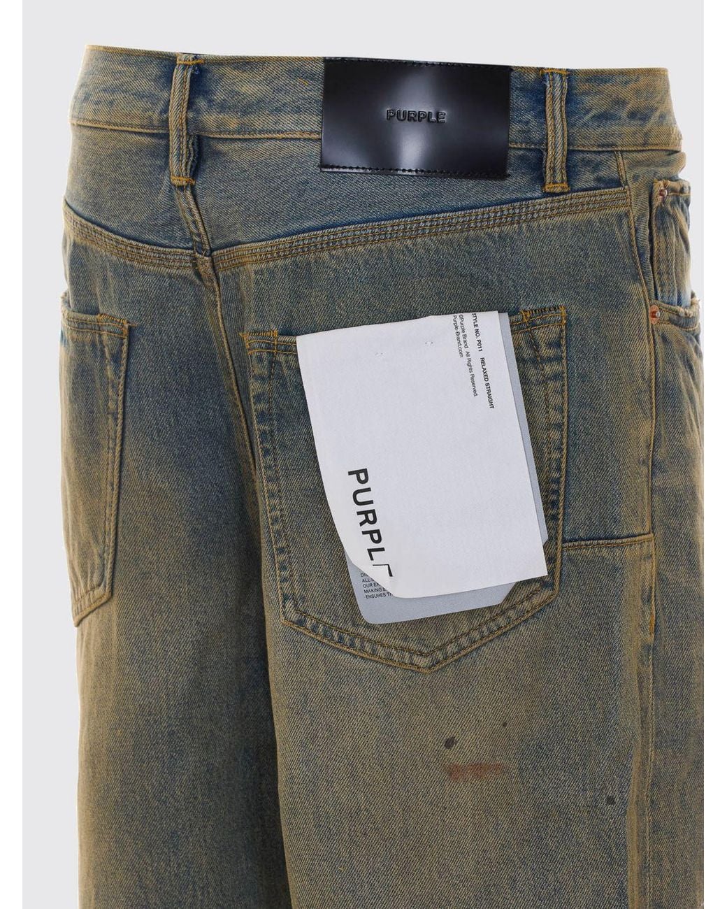 Purple Gray Straight-Fit Bleached Cotton Denim Jeans With Worn Effect for men