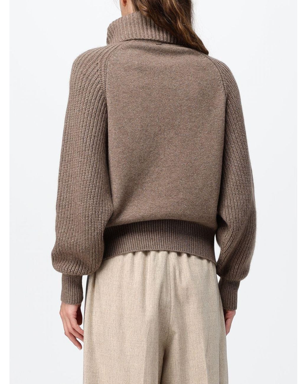 Agnona Brown Long-Sleeved Dropped-Shoulder Turtleneck Jumper