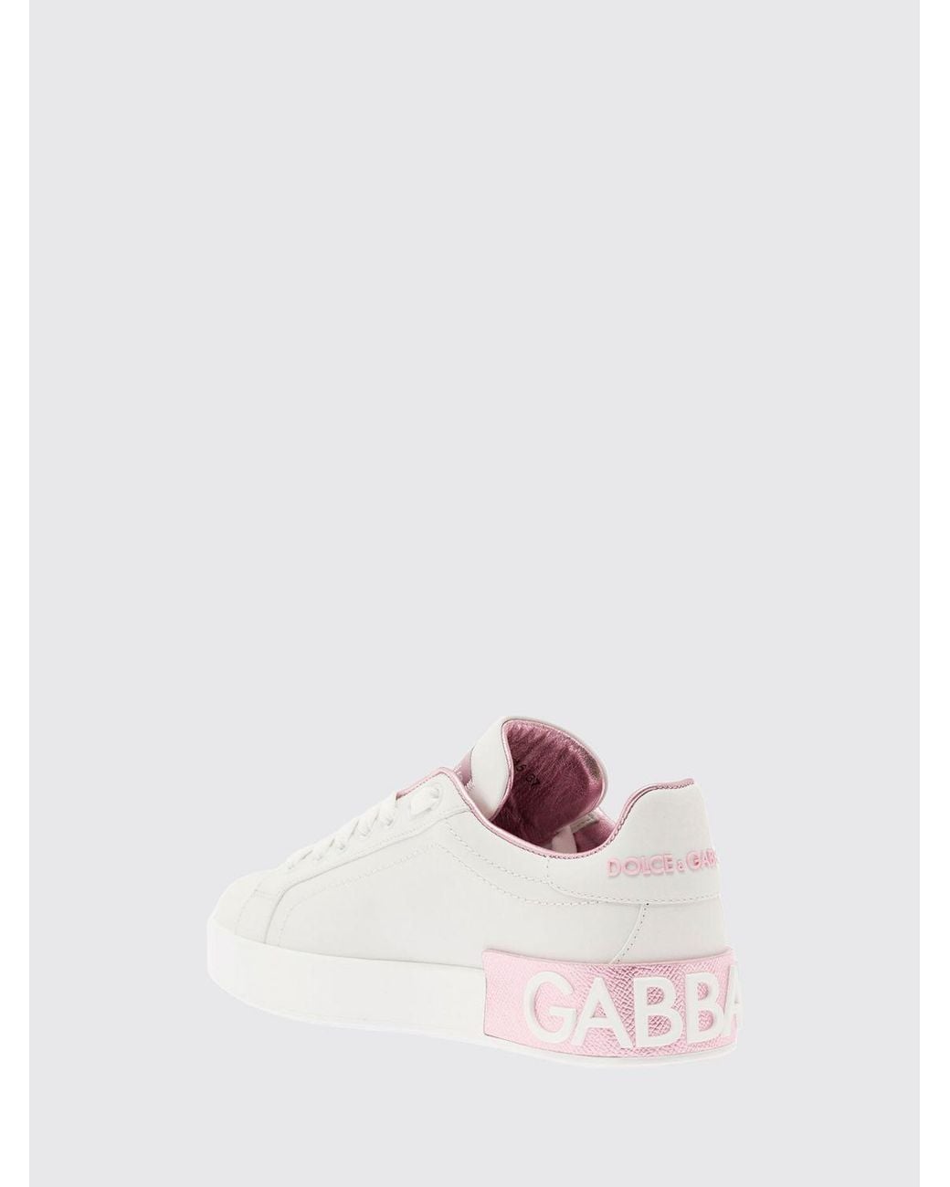 Dolce & Gabbana White Dolce &Amp Gabbana Portofino Calfskin Trainers With Logo And Details